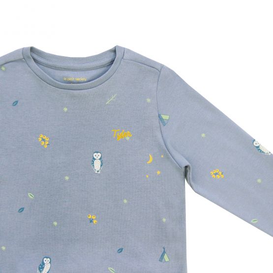 *New* Personalisable Kids Long Sleeve Organic Pyjamas Set in Owl Print