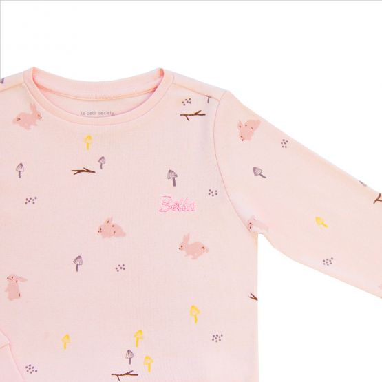 *New* Personalisable Kids Long Sleeve Organic Pyjamas Set in Rabbit Print