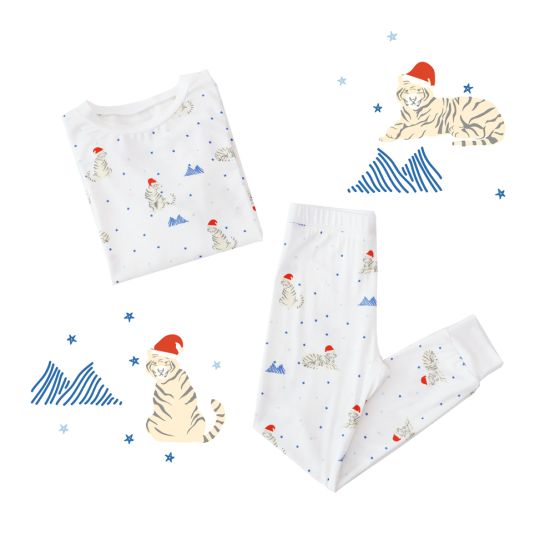 Kids Bamboo Pyjamas in Snow Tiger Print 
