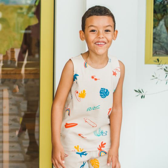 *New* Resort Series - Kids Ribbed Tank In Paradise Print