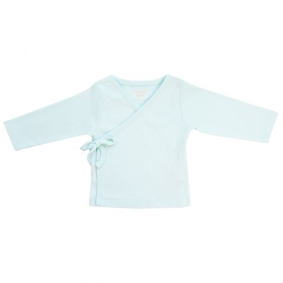 *New* Personalisable Baby Organic Long Sleeves Kimono Top in Powder Blue