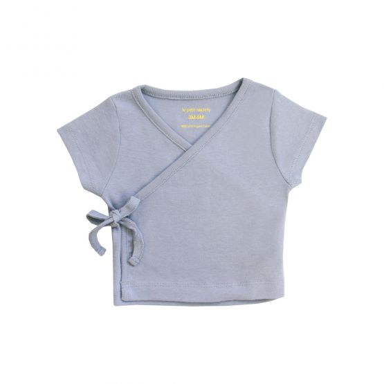 *New* Personalisable Baby Organic Short Sleeves Kimono Top in Dusk Blue