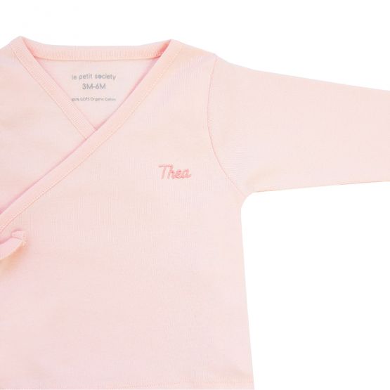 *New* Personalisable Baby Organic Long Sleeves Kimono Top in Pink