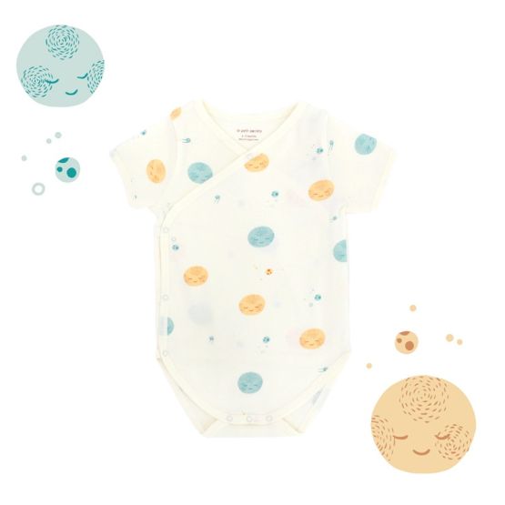 Baby Organic Kimono Romper in Planets Print 