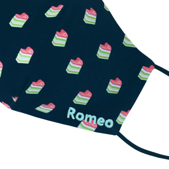 Reusable Kids & Adult Mask in Rainbow Kueh Print (Navy) (Personalisable)