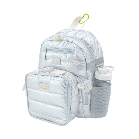 LPS Mini Backpack and Lunch Bag Bundle - Silver Puffer