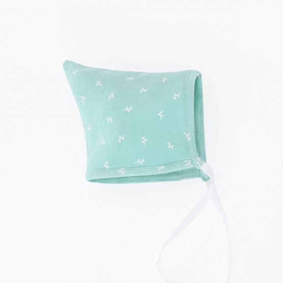 Organic Baby Bonnet Hat in Leaf Print