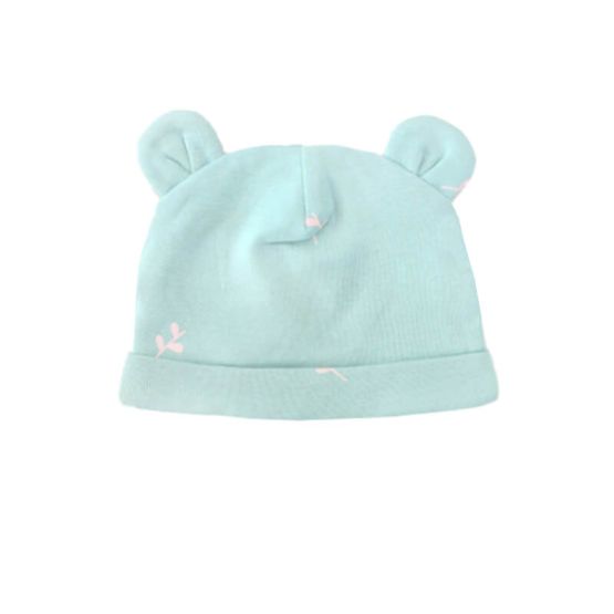 Baby Organic Bear Hat in Leaf Print 
