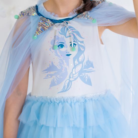 *Disney Frozen 2* Elsa Tiered Tulle Dress in Winter Blue