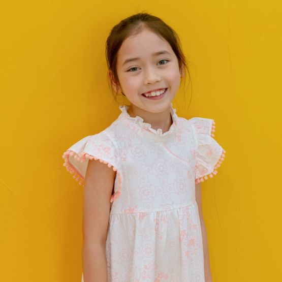 Chinese Motif Series - Girls Cheongsam in Pink Floral Motif