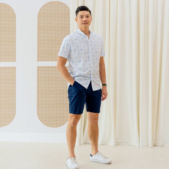 Chinese Motif Series - Men's Shirt in Blue Motif (Classic Fit) (Personalisable)