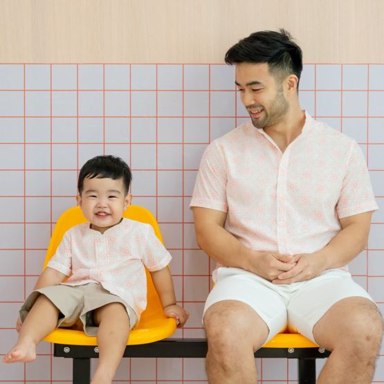 Chinese Motif Series - Boys Shirt in Pink Motif (Personalisable)