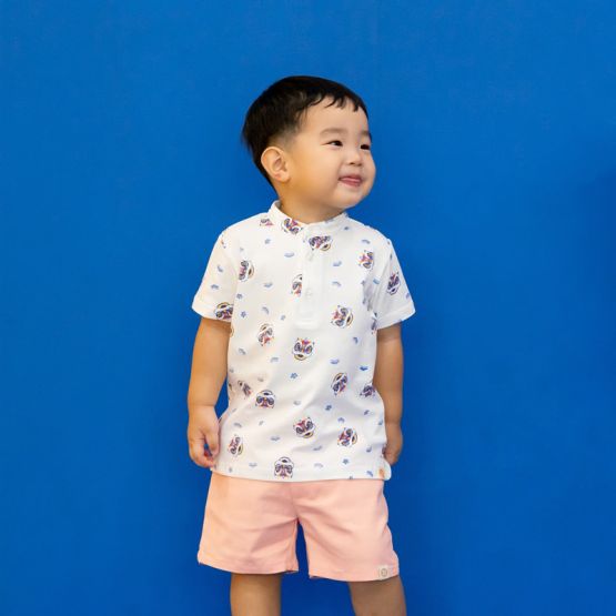 Bermuda Shorts with Adjustable Waistband - Salmon Pink