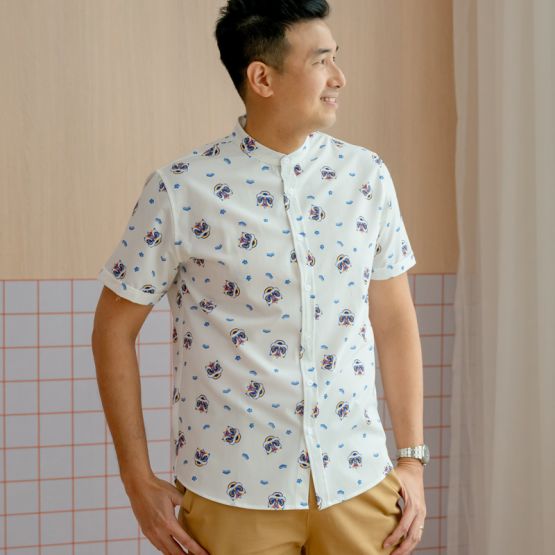Lion Dance Series - Men's Shirt in White (Classic Fit) (Personalisable)