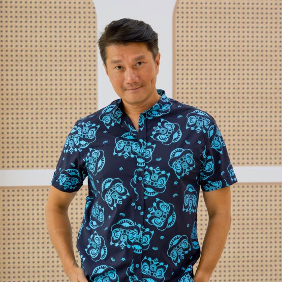 Lion Dance Series - Men’s Shirt in Navy  (Classic Fit) (Personalisable)