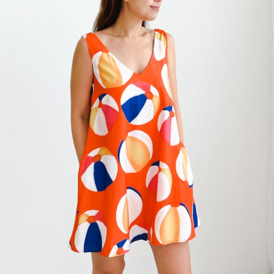 Resort Series - Ladies Dress in Beach Ball Print