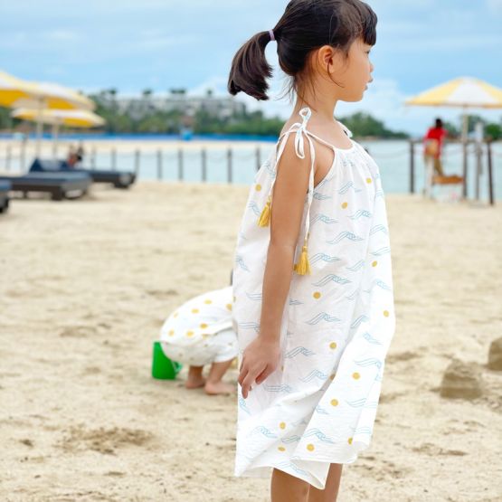 Resort Series - Girls Tassel Dress in Sun & Waves Print