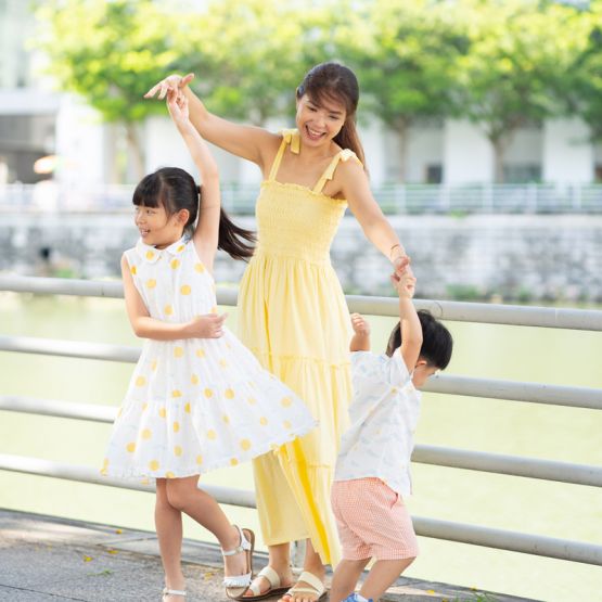 Resort Series - Ladies Maxi Dress in Yellow Swiss Dot Cotton