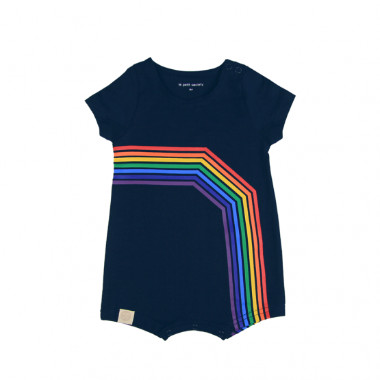 Rainbow Series - Personalisable Baby Romper in Dark Navy (Right Arc)