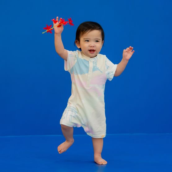 Heritage Series - Baby Boy Jersey Romper in MBS Skyline Print (Personalisable)