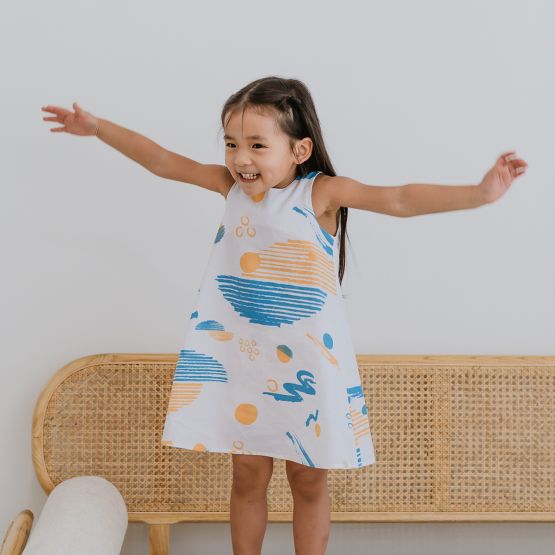 Resort Series - Girls Shift Dress in Coast Print 