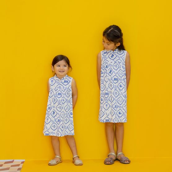 Heritage Series - Girls Jersey Cheongsam in Porcelain Motif