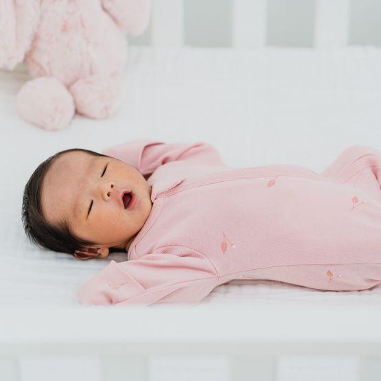 *New* Baby Organic Zip Sleepsuit in Flower Bud Print (Personalisable)