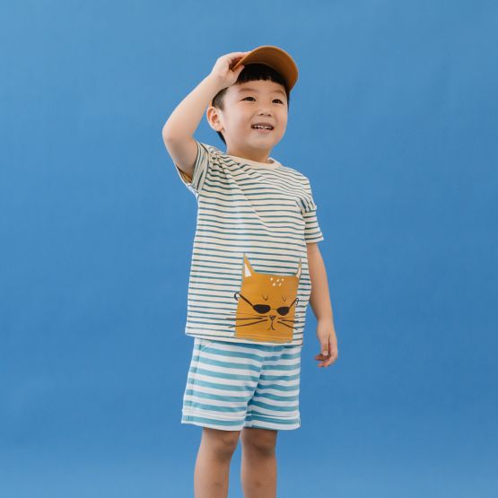 *New* Made For Play - Kids Boxy Tee in Sunnies Cat Print