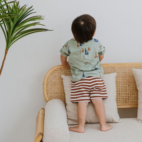 *New* Resort Series - Kids Terry Shorts in Brown Stripes