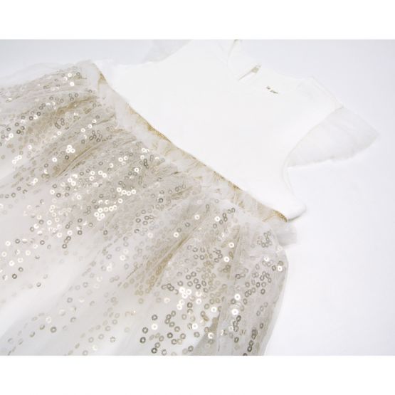 Ballerina Series - Bubble Dress in White with Sequins