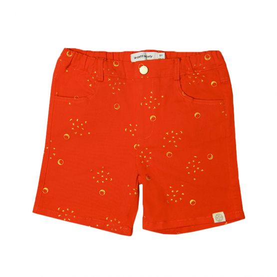 Boys Signature Red Bermuda Shorts with Moon & Stars