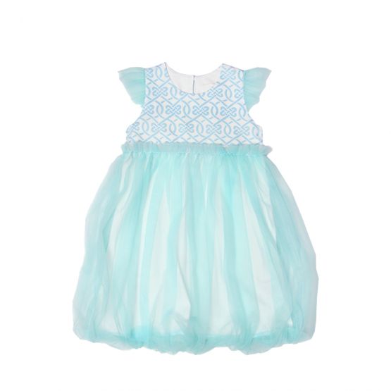 Chinese Knots Series - Girls Bubble Dress in Blue