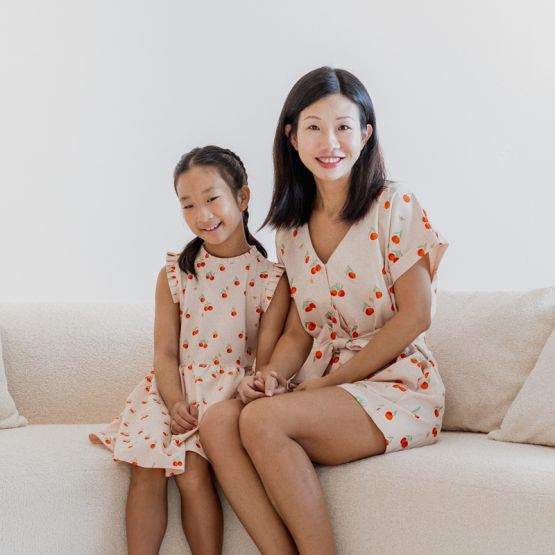 Mandarin Orange Series - Girls Cheongsam Dress with Pleats
