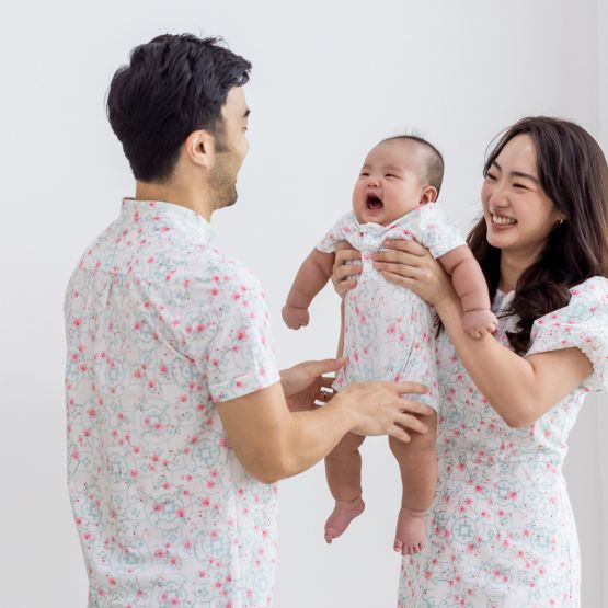 Chinese Motif Series - Baby Boy Jersey Shirt Romper in White (Personalisable)