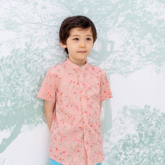 Chinese Motif Series - Boys Shirt in Pink (Personalisable)