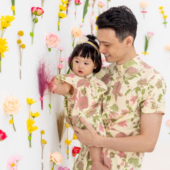 Garden Series - Baby Girl Dress in Yellow Chrysanthemum Print