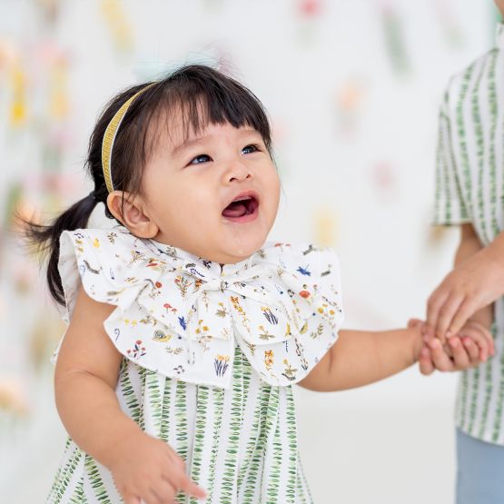 Garden Series - Baby Girl Contrast Ruffled Cape Dress