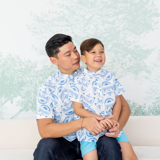 Lion Dance Series - Boys Shirt in White (Personalisable)