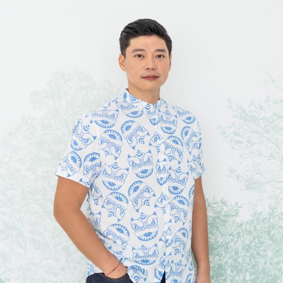 Lion Dance Series - Men's Shirt in White (Personalisable)