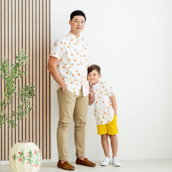 Mandarin Orange Series - Men's Shirt in White (Personalisable)