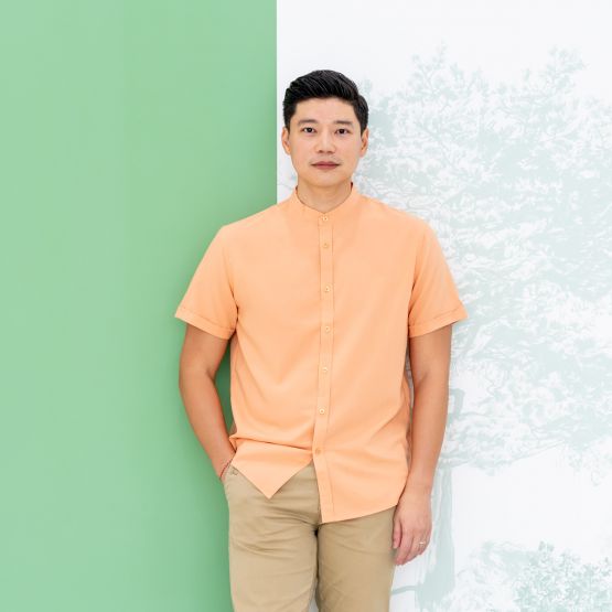 Mandarin Orange Series - Men's Plain Shirt in Orange (Personalisable)