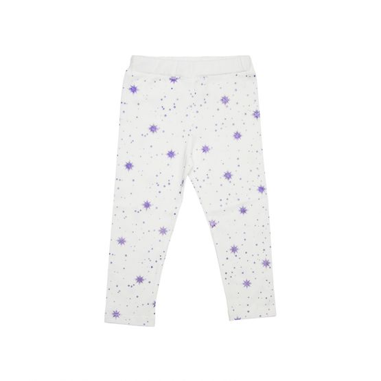 Kids White Leggings in Snowflake Print