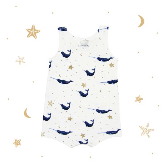 Baby Romper in Narwhal Print