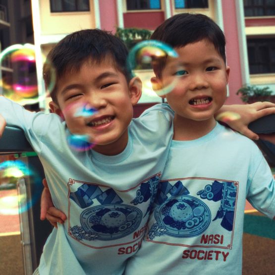 A Singapore Series - Nasi Society Kids Tee in Blue