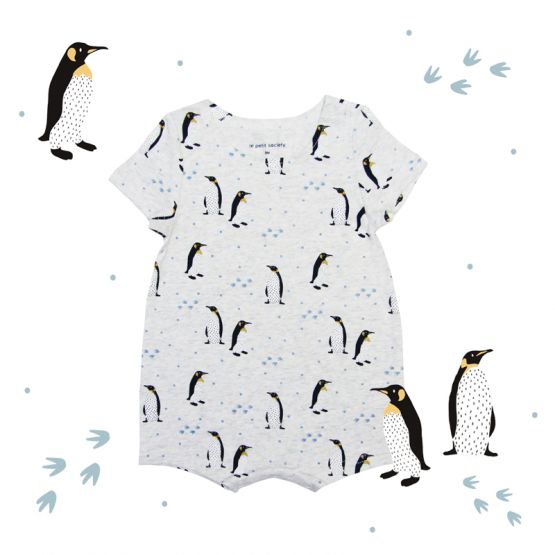 Baby Romper in Penguin Print 