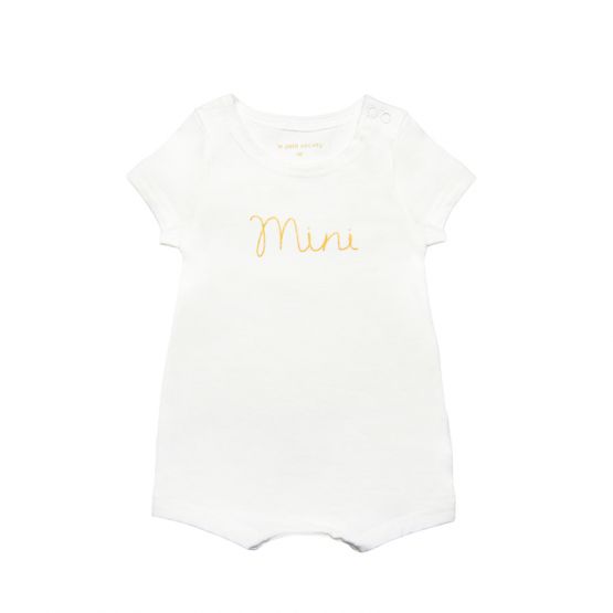 Family Tees - Mini Baby Short Sleeves Romper in White/Gold