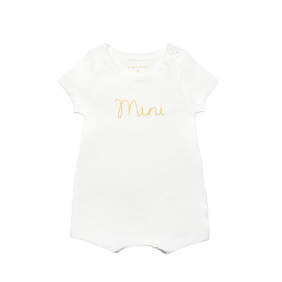 Family Tees - Mini Baby Short Sleeves Romper in White/Gold