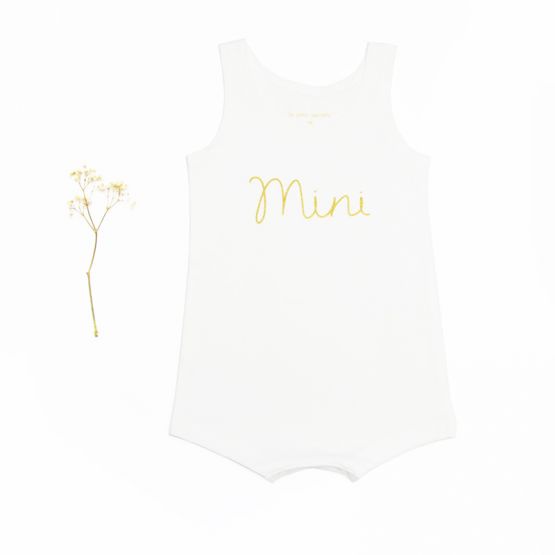 Family Tees - Mini Baby Sleeveless Romper in White/Gold