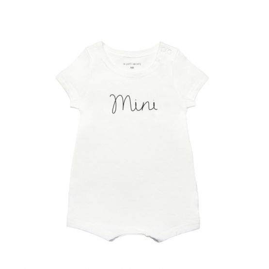 Family Tees - Mini Baby Short Sleeves Romper in White/Black