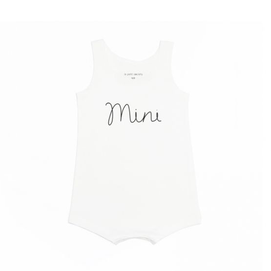 Family Tees - Mini Baby Sleeveless Romper in White/Black